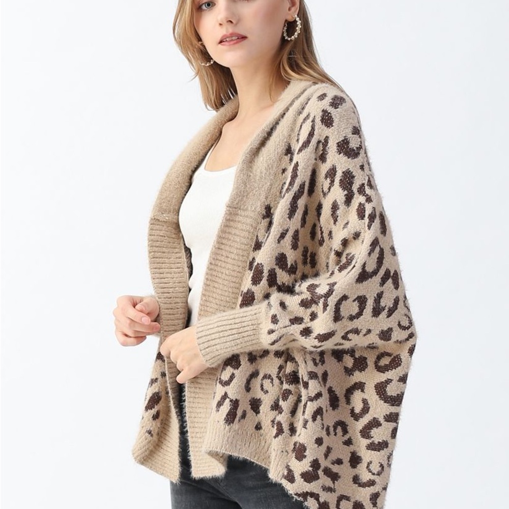 Anthropologie Leopard Print Batwing Cardigan